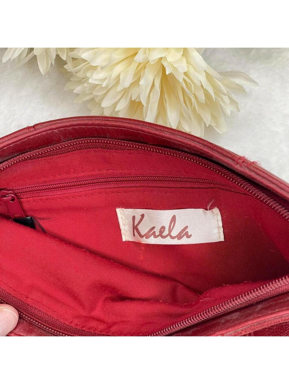 Vintage Kaela Purse Handbag Pocketbook Satchel Red Burgundy - Picture 5 of 9